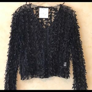 Black, Sheer Cardigan Staples L NWT